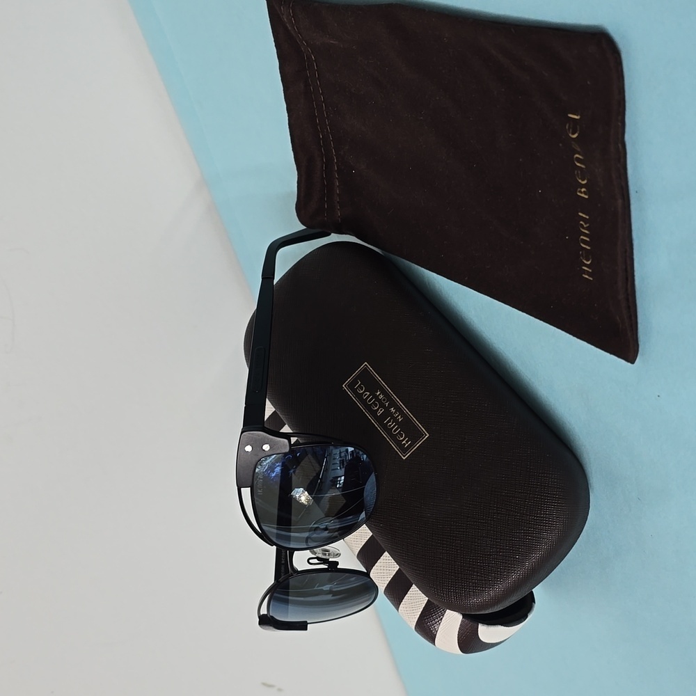 Henri Bendel Cat Eye Matte Black Blue Sunglasses